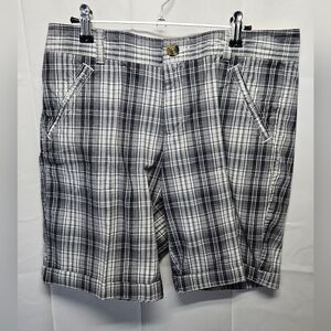 Dockers Plaid Shorts in Black, Gray, and White Sz 10